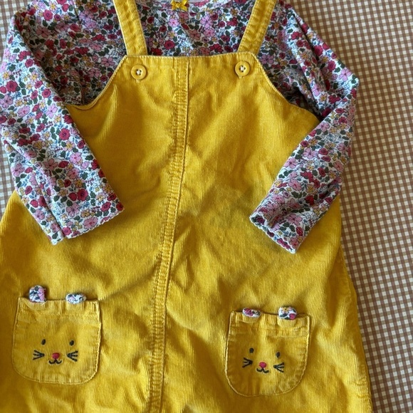 Carter’s Pinafore dress mouse pocket floral flowers + Orange romper.18 month - Picture 4 of 15